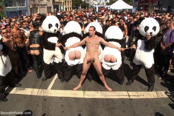 Jason Miller Gets Abused By Six Pandas at Folsom Street Fair