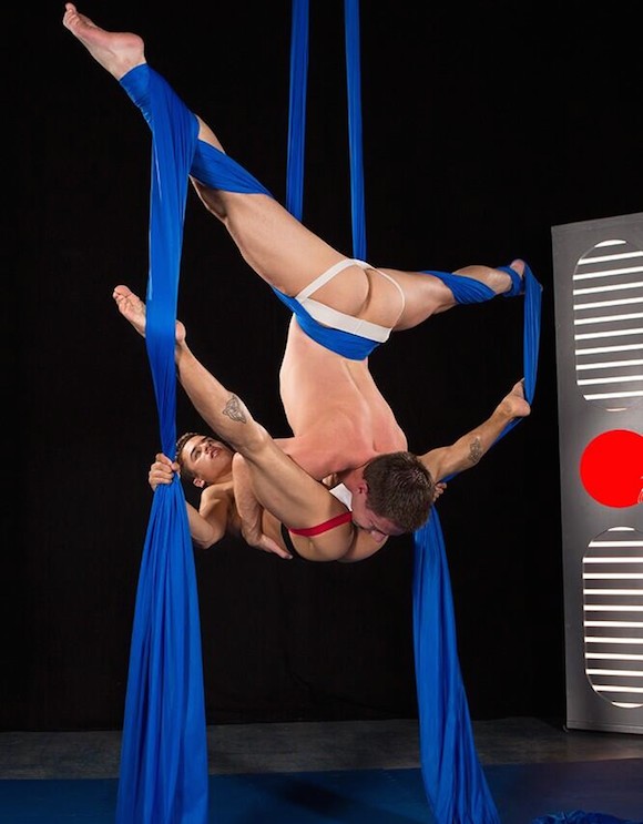 Acrobatic Aerial Silk Gay Sex with Armond Rizzo & Dylan Knight