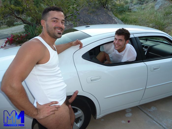 Sex In Car Gay - MaverickMen Fucks Caleb Bareback In The Back Seat