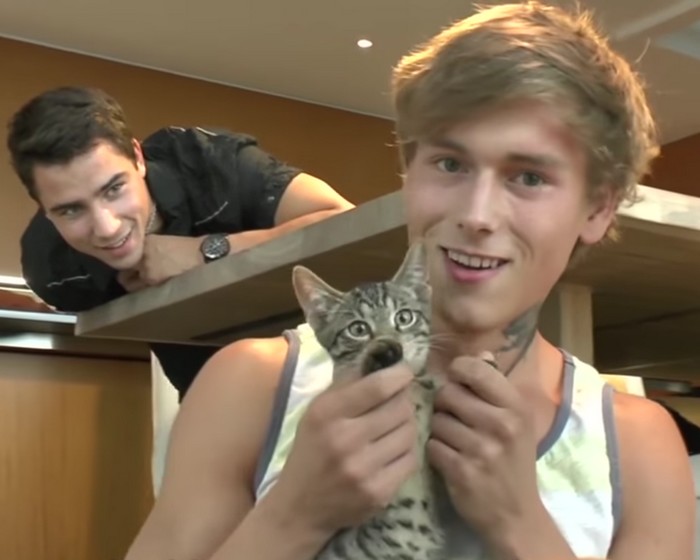 Kevin Warhol and BelAmi Gay Porn Stars With A Kitten Named ...