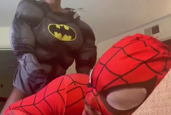 Gay Porn Parody: Spider-Man Takes Batman's Massive Cock
