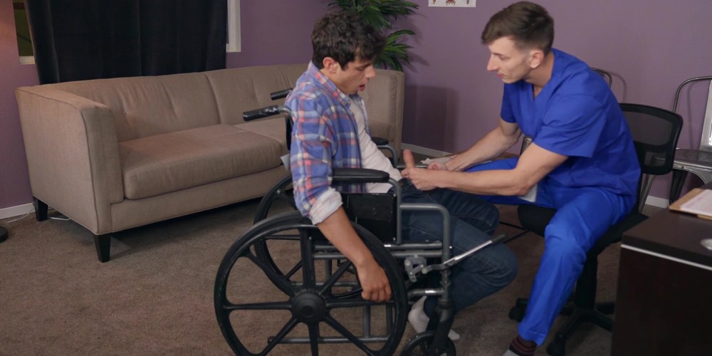 Naughty Nurse Michael Jackman Fucks His Patient Kaleb Stryker On And Off A  Wheelchair